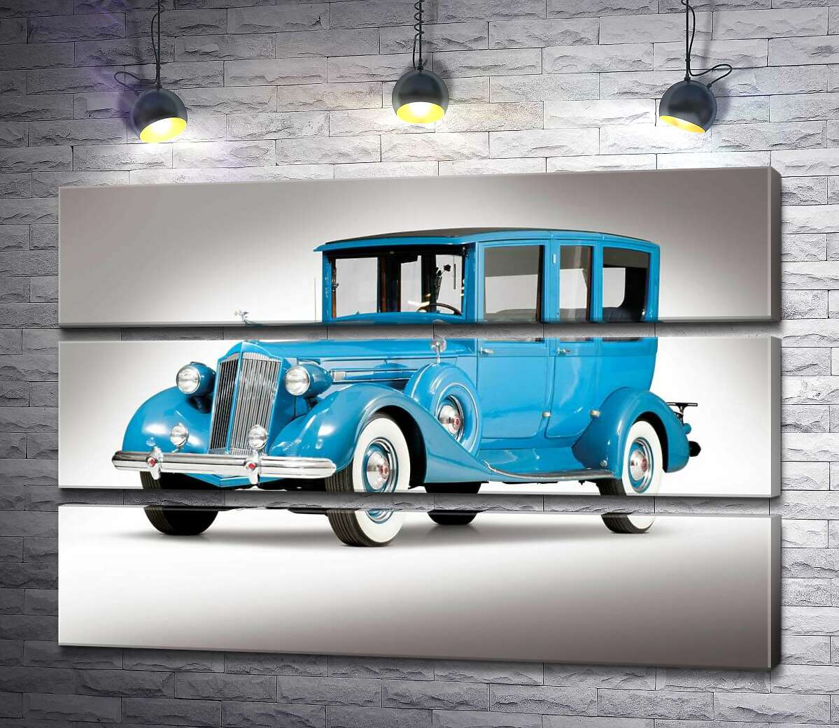 

Модульная картина ArtPoster Голубой лимузин 1937 американской компании Packard 90x60 см Модуль №13