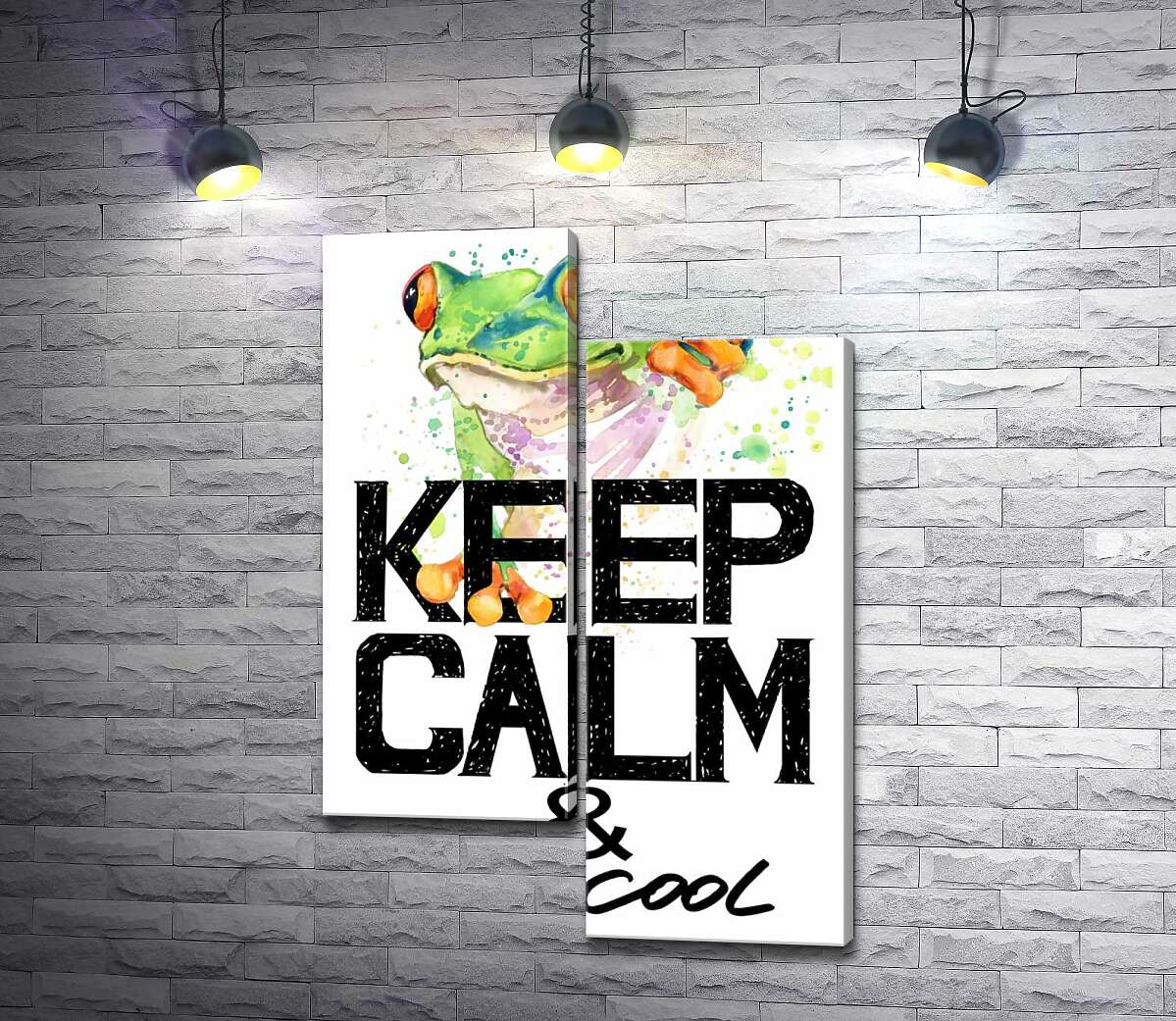 

Модульная картина ArtPoster Древесная лягушка за надписью "keep calm and be cool" 100x147 см Модуль №5