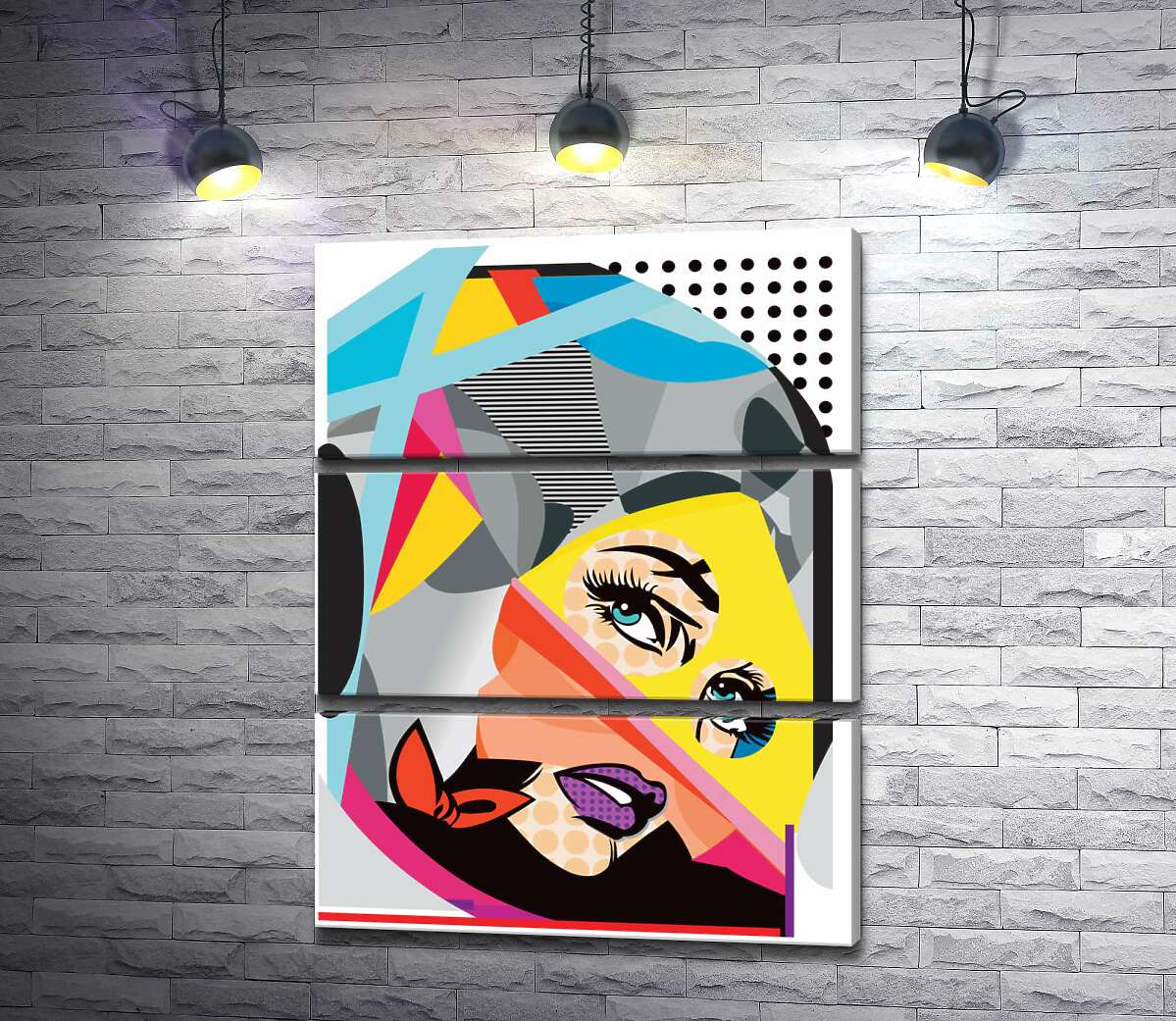 

Модульная картина ArtPoster Голубоглазая девушка в изгибах геометрических форм 100x129 см Модуль №13