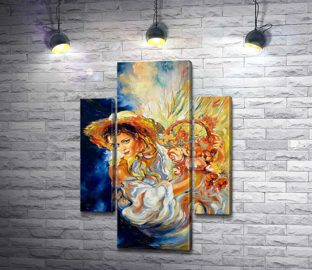 

Модульная картина ArtPoster Девушка в соломенной шляпе держит в руках корзину с цветами 131x184 см Модуль №7