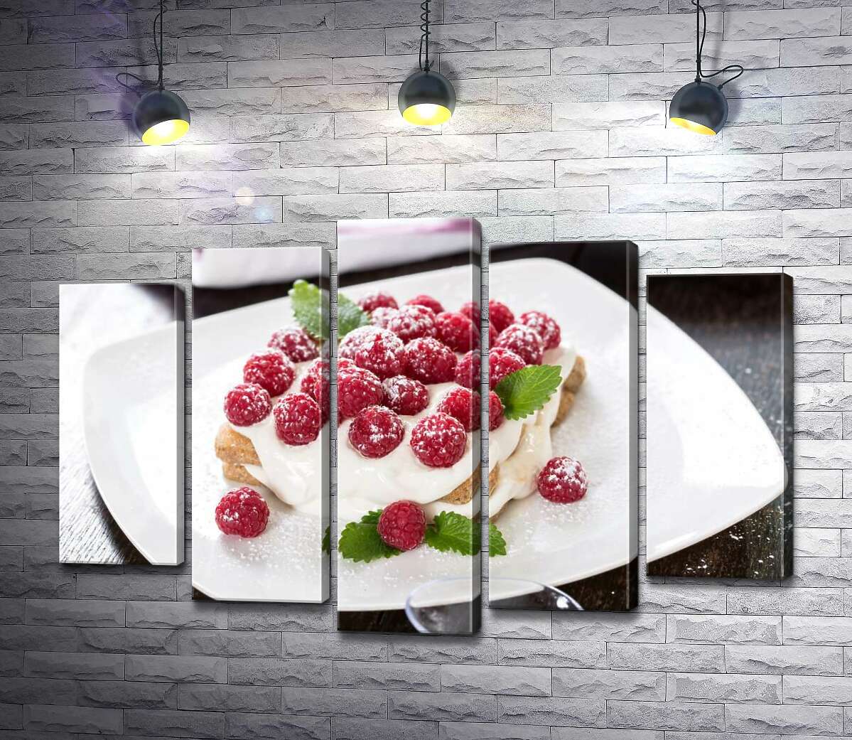 

Модульная картина ArtPoster Десерт тирамису с ягодами малины 130x88 см Модуль №26