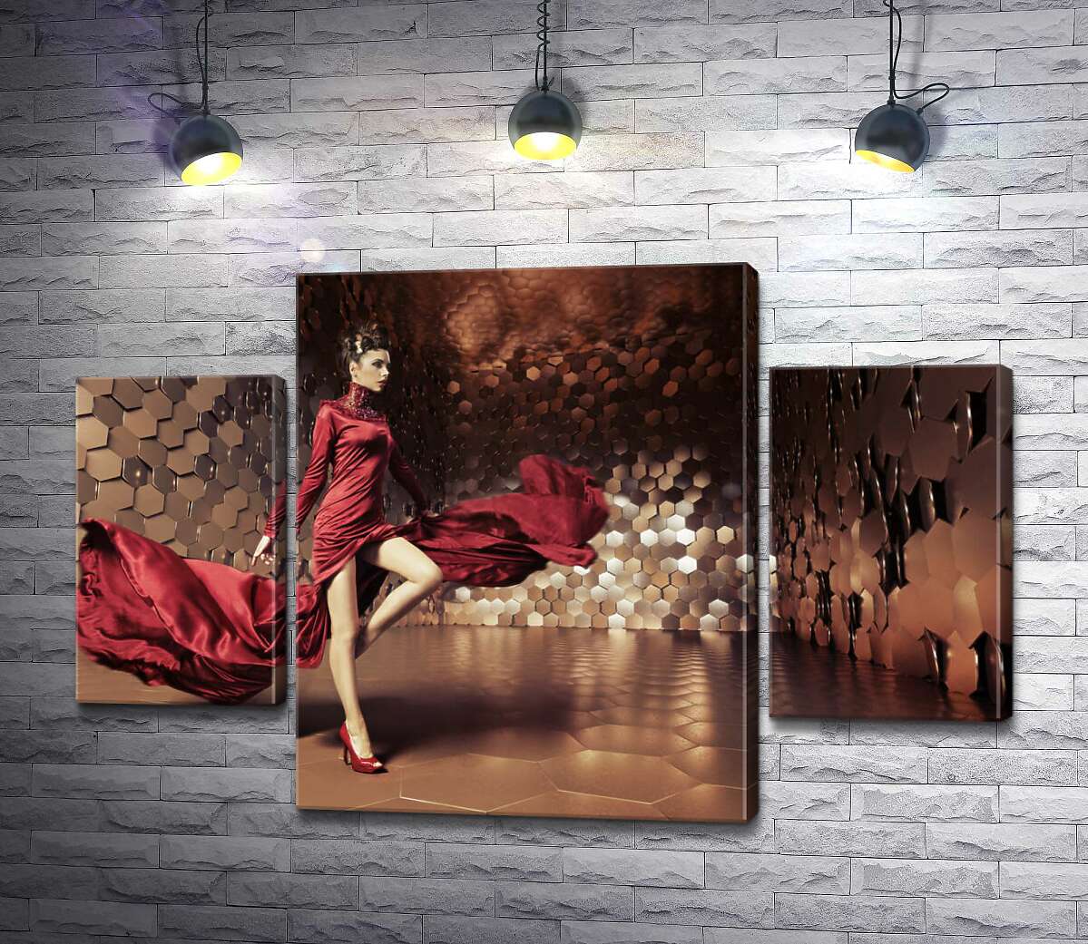 

Модульная картина ArtPoster Гранатовая насыщенность волн платья девушки 80x54 см Модуль №7