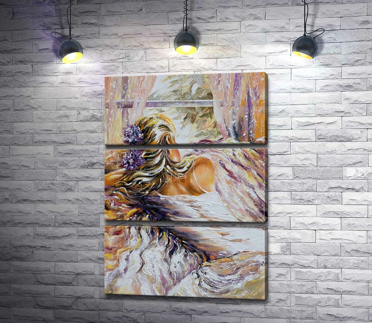 

Модульная картина ArtPoster Девушка в белом платье смотрит в окно 100x138 см Модуль №13