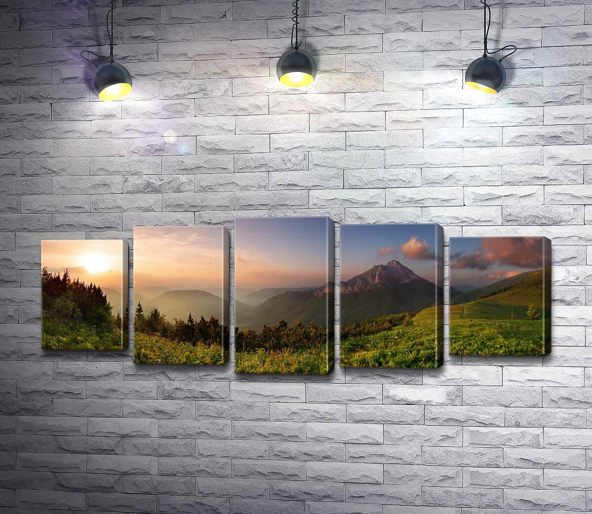 

Модульная картина ArtPoster Горная вершина купается в солнечном свете 130x50 см Модуль №26