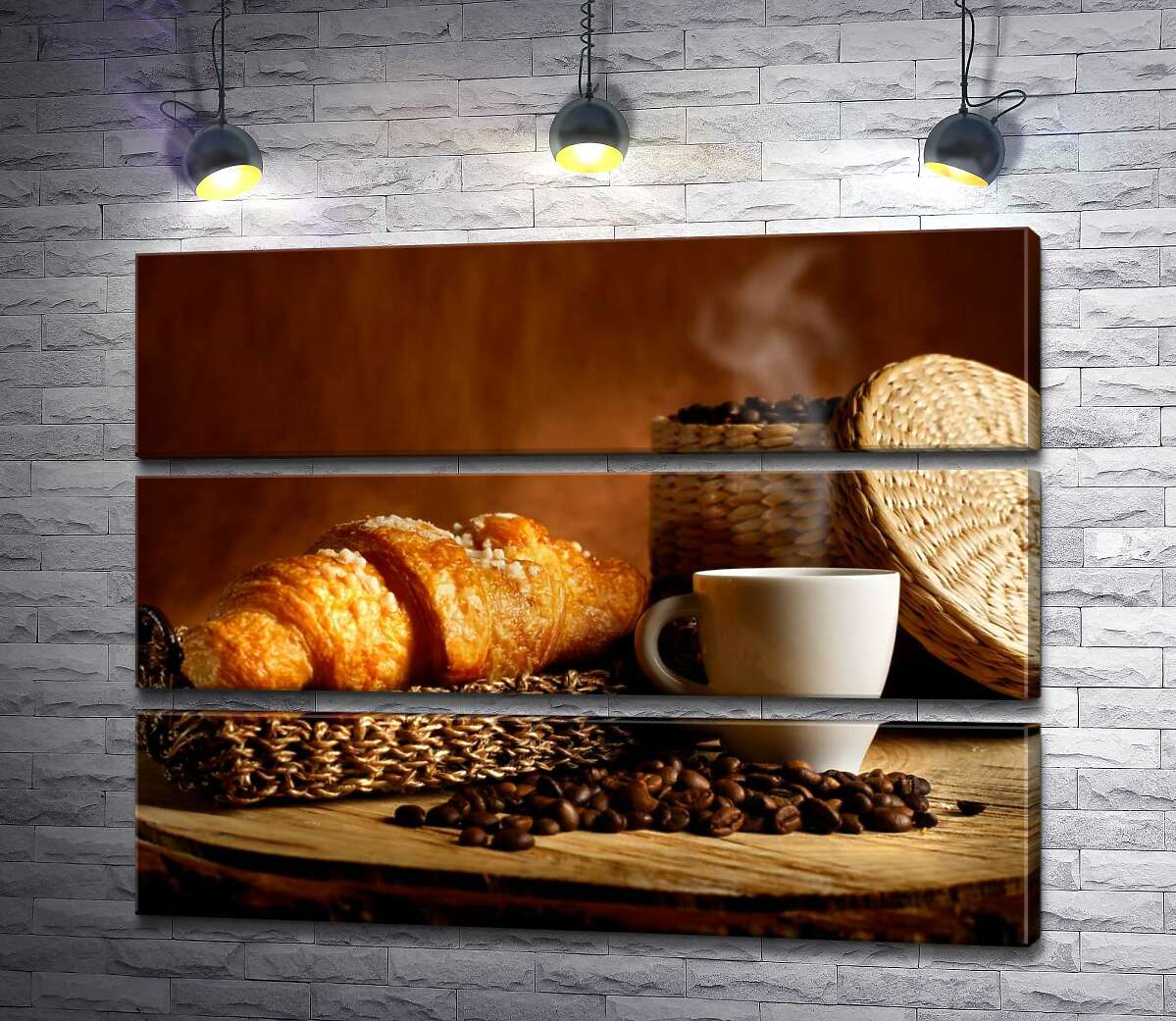 

Модульная картина ArtPoster Горячий кофе с круассаном на завтрак 100x78 см Модуль №13