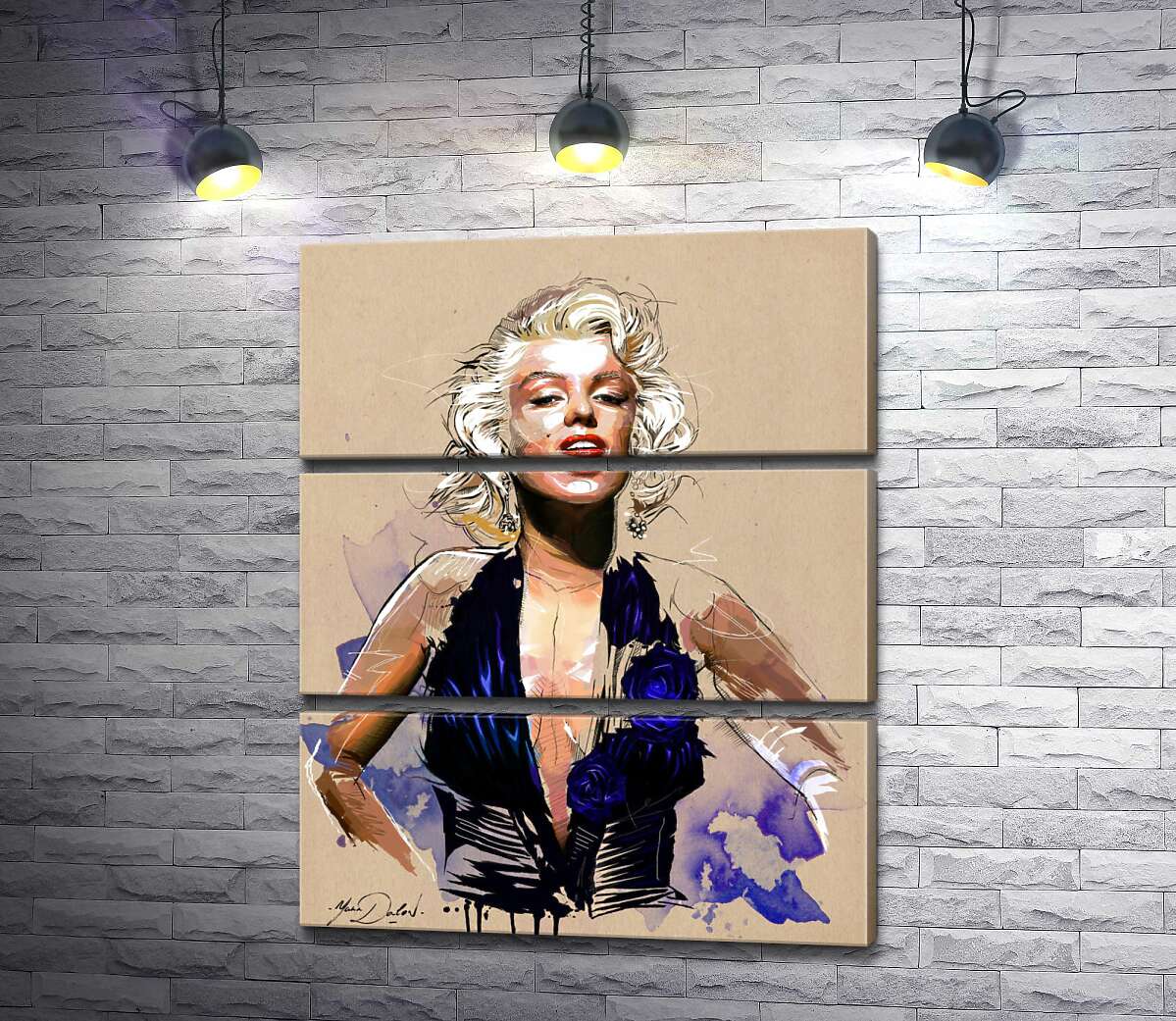 

Модульная картина ArtPoster Вызывающий образ Мэрилин Монро (Marilyn Monroe) в открытом синем платье 130x159 см Модуль №13