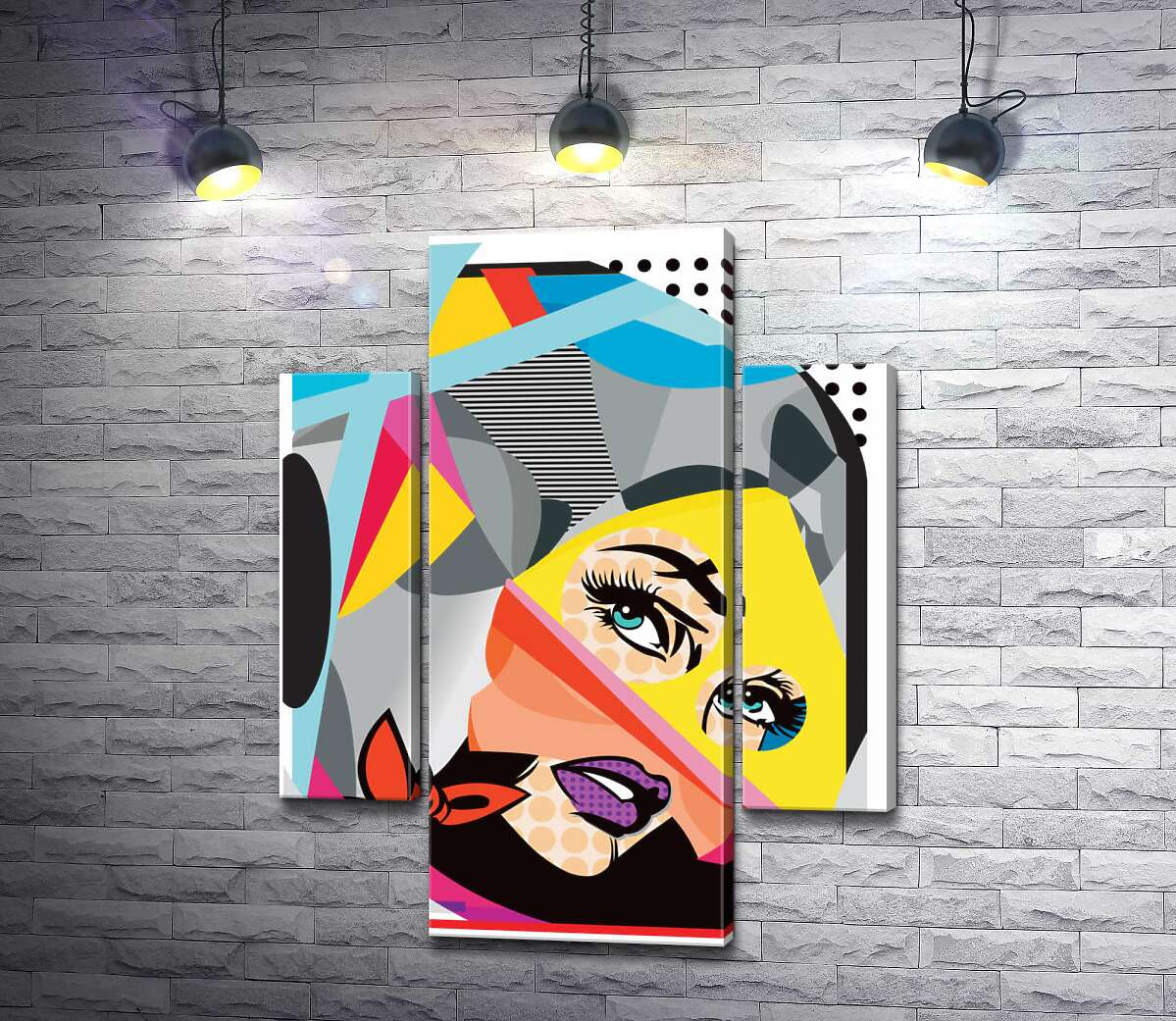 

Модульная картина ArtPoster Голубоглазая девушка в изгибах геометрических форм 80x104 см Модуль №7