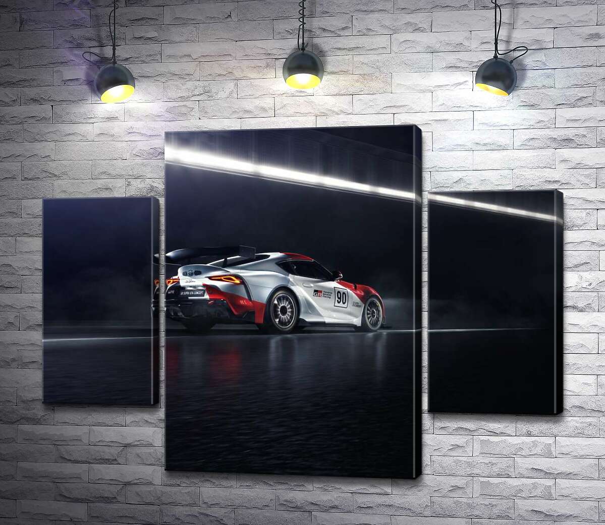 

Модульная картина ArtPoster Гоночный автомобиль Тойота (Toyota GR Supra GT4) разгоняется на трассе 100x75 см Модуль №7
