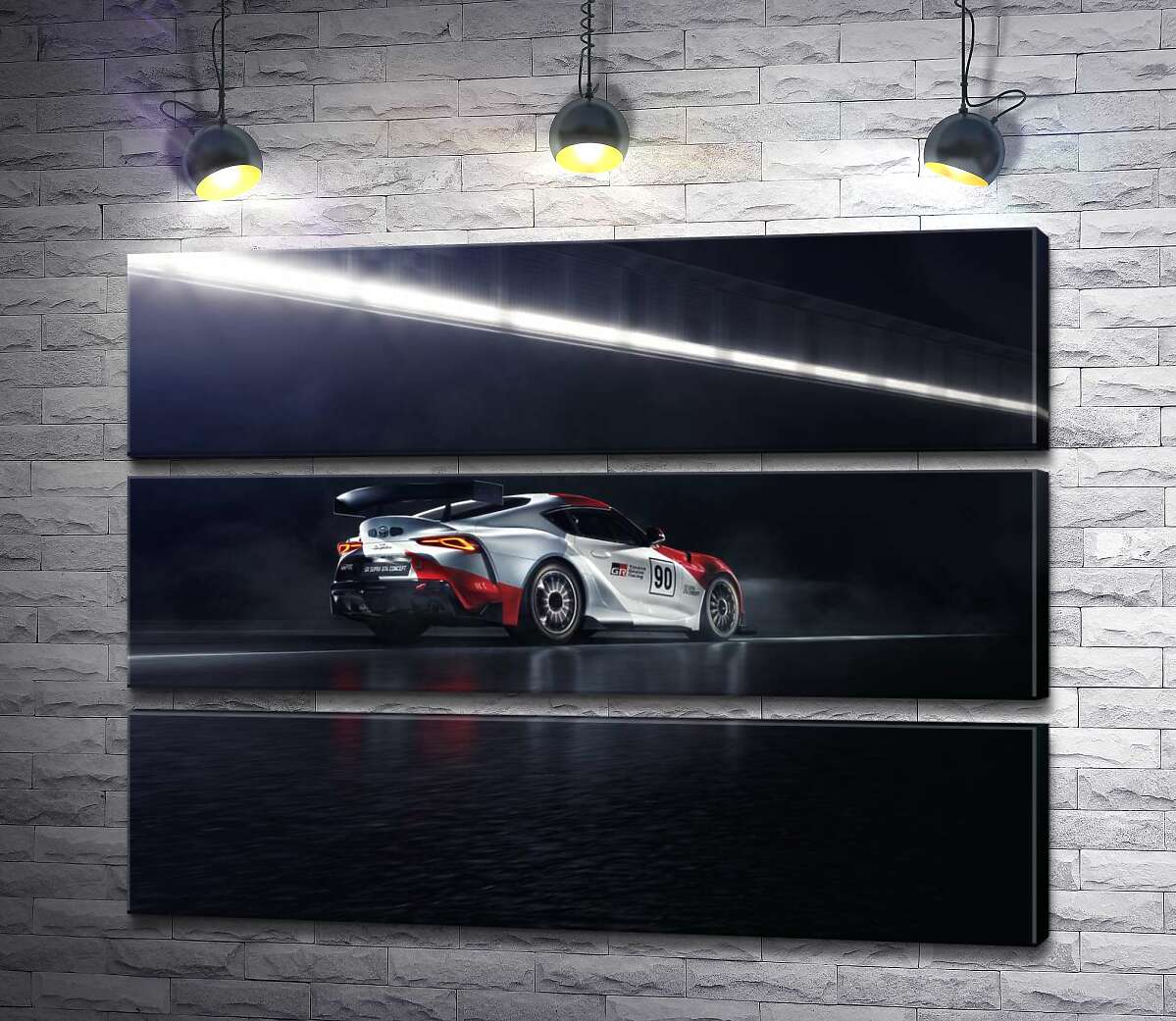 

Модульная картина ArtPoster Гоночный автомобиль Тойота (Toyota GR Supra GT4) разгоняется на трассе 80x60 см Модуль №13