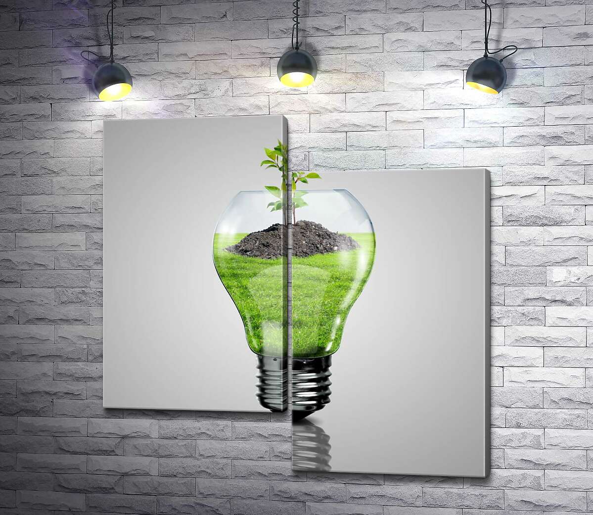 

Модульная картина ArtPoster Дерево в лампе как призыв беречь экологию 130x131 см Модуль №5