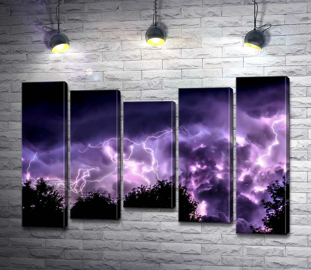 

Модульная картина ArtPoster Грозовое небо, подсвеченное молниями, горит фиолетовыми оттенками 130x88 см Модуль №28