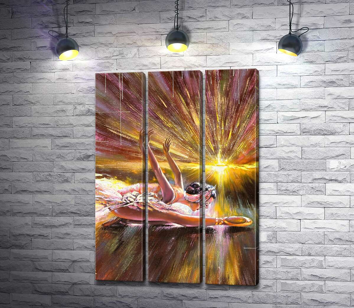 

Модульная картина ArtPoster Желтые лучи озаряют балерину на сцене 132x190 см Модуль №11