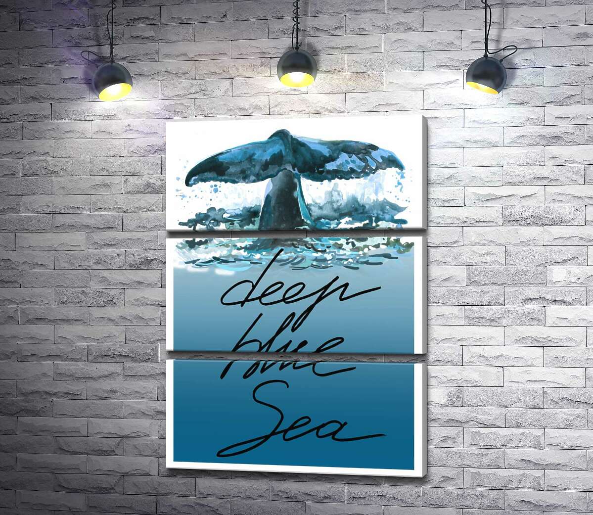

Модульная картина ArtPoster Кит ныряет в голубые воды океана с надписью "deep blue sea" 50x69 см Модуль №13