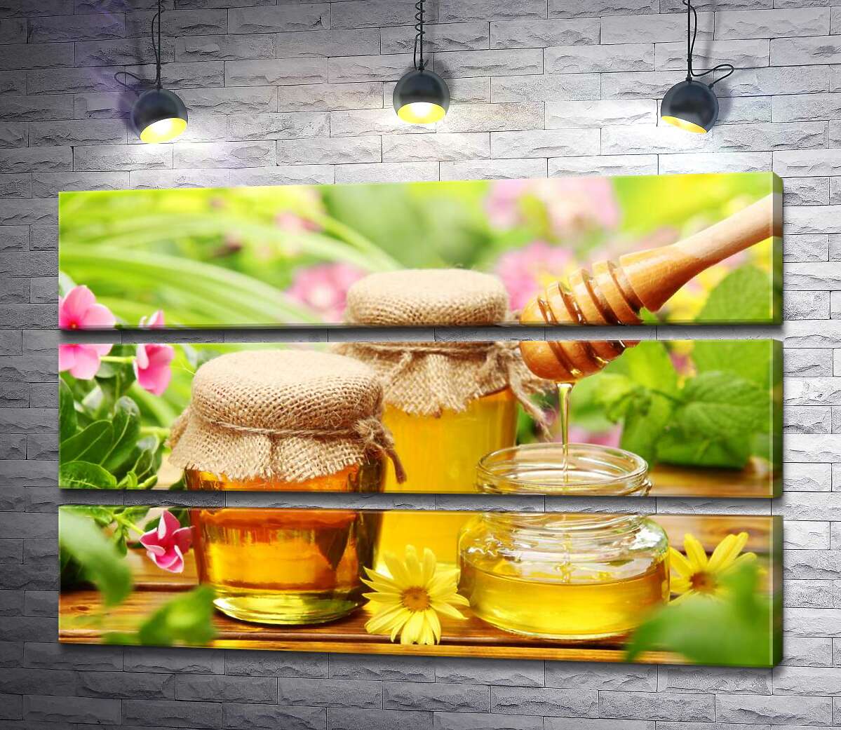 

Модульная картина ArtPoster Запах лета в золотистых банках с медом 130x87 см Модуль №13