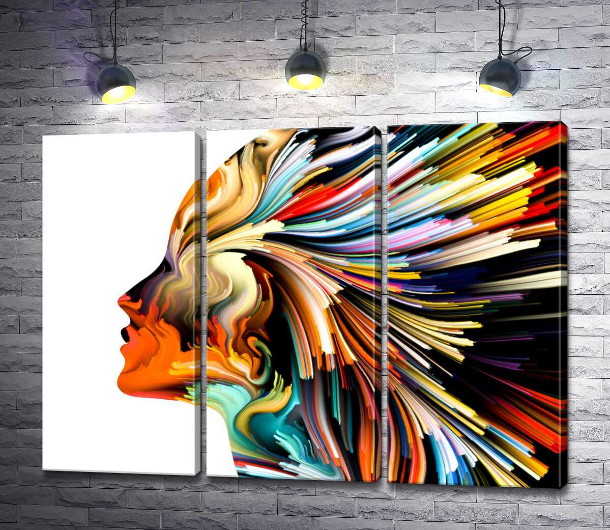 

Модульная картина ArtPoster Изгибы лучей в профиле женщины 60x45 см Модуль №11