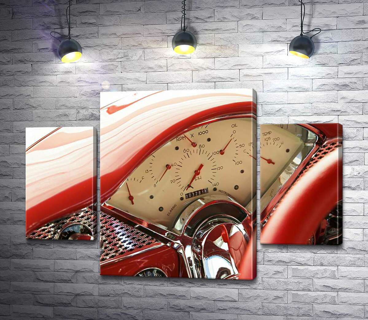 

Модульная картина ArtPoster За рулем соблазнительно-красного автомобиля Chevrolet Bel Air 100x69 см Модуль №7