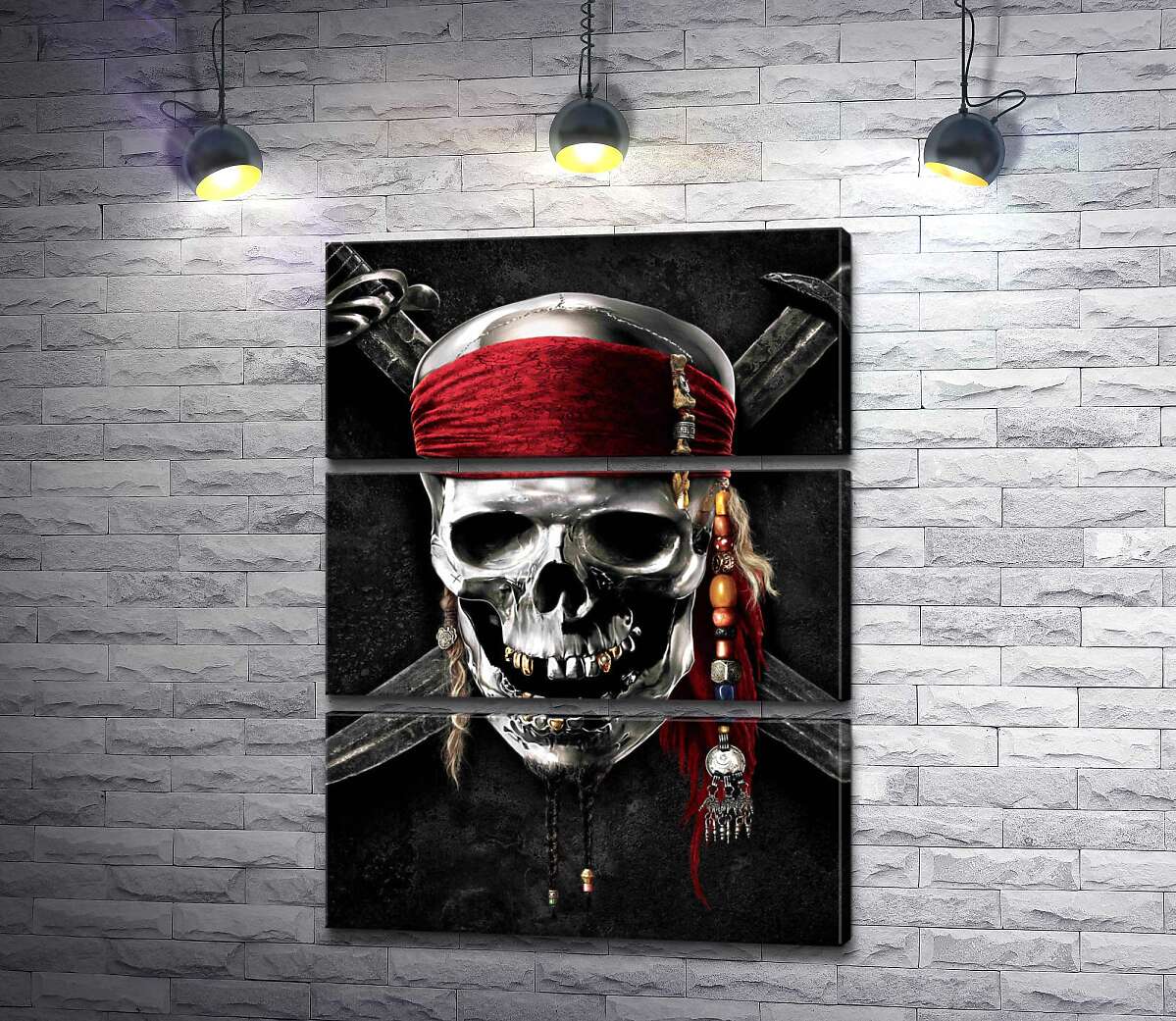 

Модульная картина ArtPoster Знаменитый череп Джека Воробья (Jack Sparrow) на фильме "Пираты Карибского моря" (Pirates of the Caribbean) 50x69 см Модуль №13