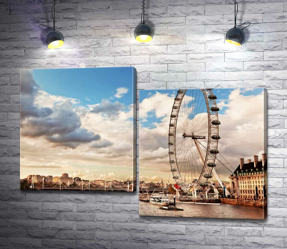 

Модульная картина ArtPoster Колесо обзора "Лондонский глаз" (London eye) нависло над водами Темзы 130x88 см Модуль №5