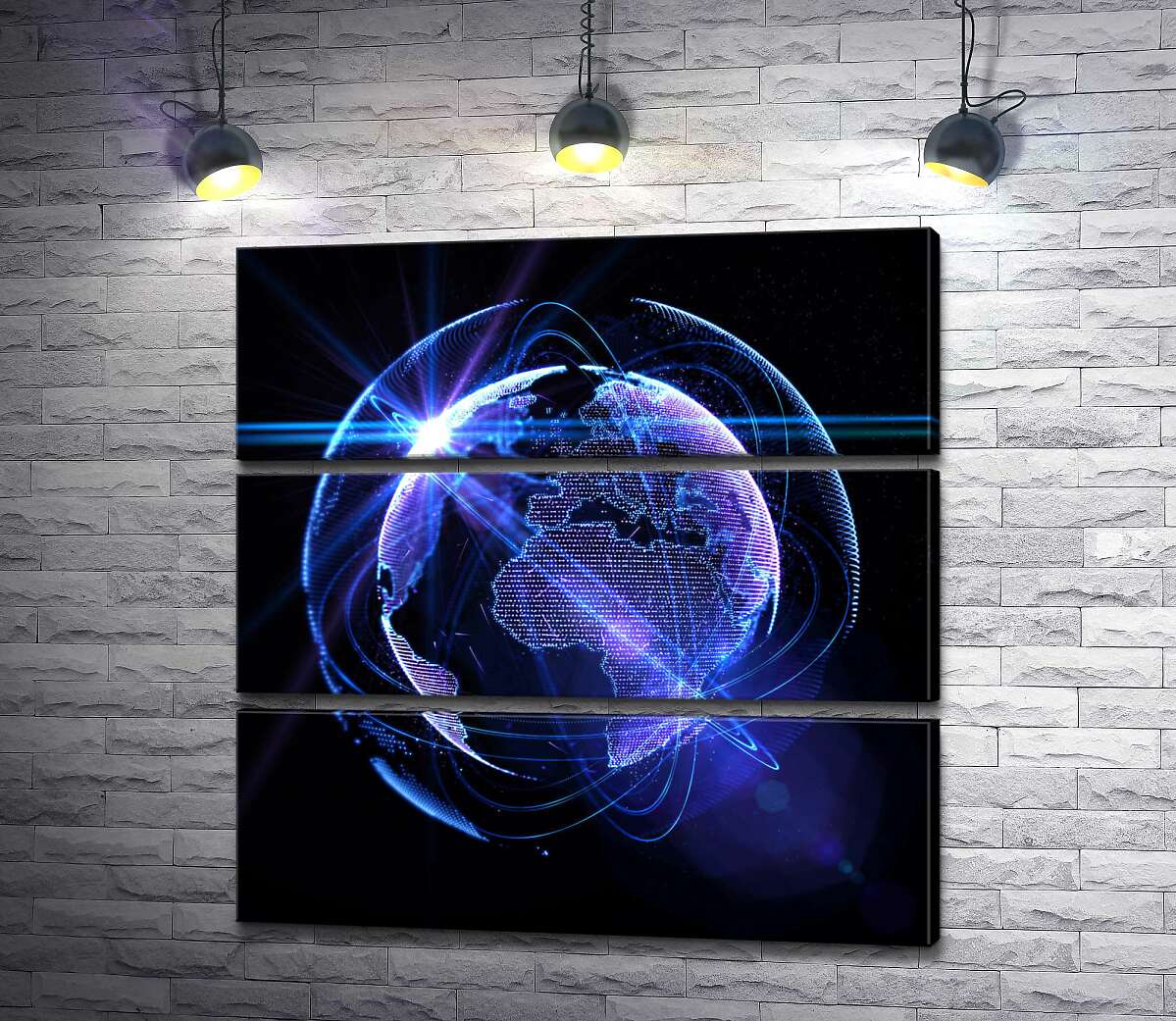 

Модульная картина ArtPoster Информационные потоки покрыли планету Земля 130x132 см Модуль №13