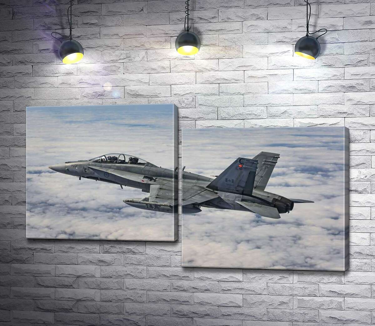 

Модульная картина ArtPoster Канадский истребитель Mc Donnell Douglas CF-18 Hornet разрезает небесное пространство 100x57 см Модуль №5