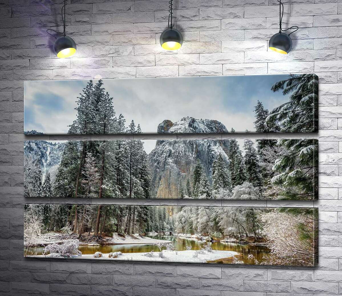 

Модульная картина ArtPoster Зимний пейзаж в долине Национального парка Йосемити (Yosemite National Park) 96x60 см Модуль №13