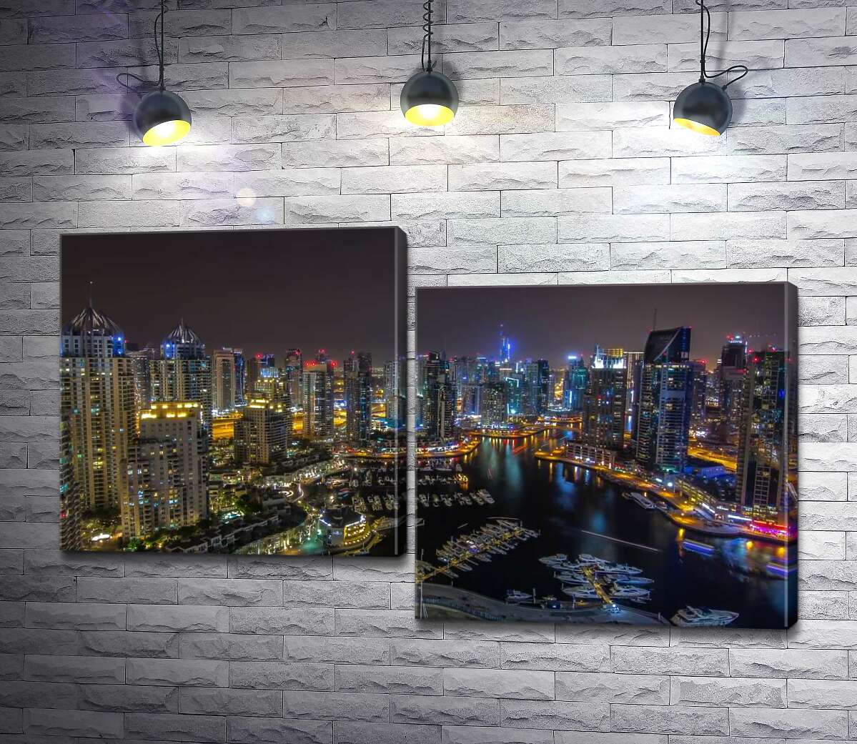 

Модульная картина ArtPoster Залив Марина в огнях ночного Дубая 130x78 см Модуль №5