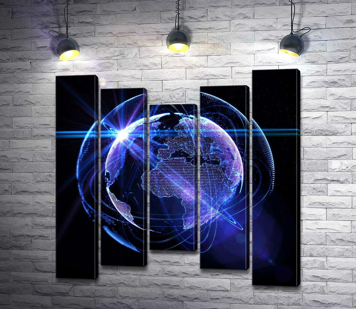 

Модульная картина ArtPoster Информационные потоки покрыли планету Земля 100x100 см Модуль №28