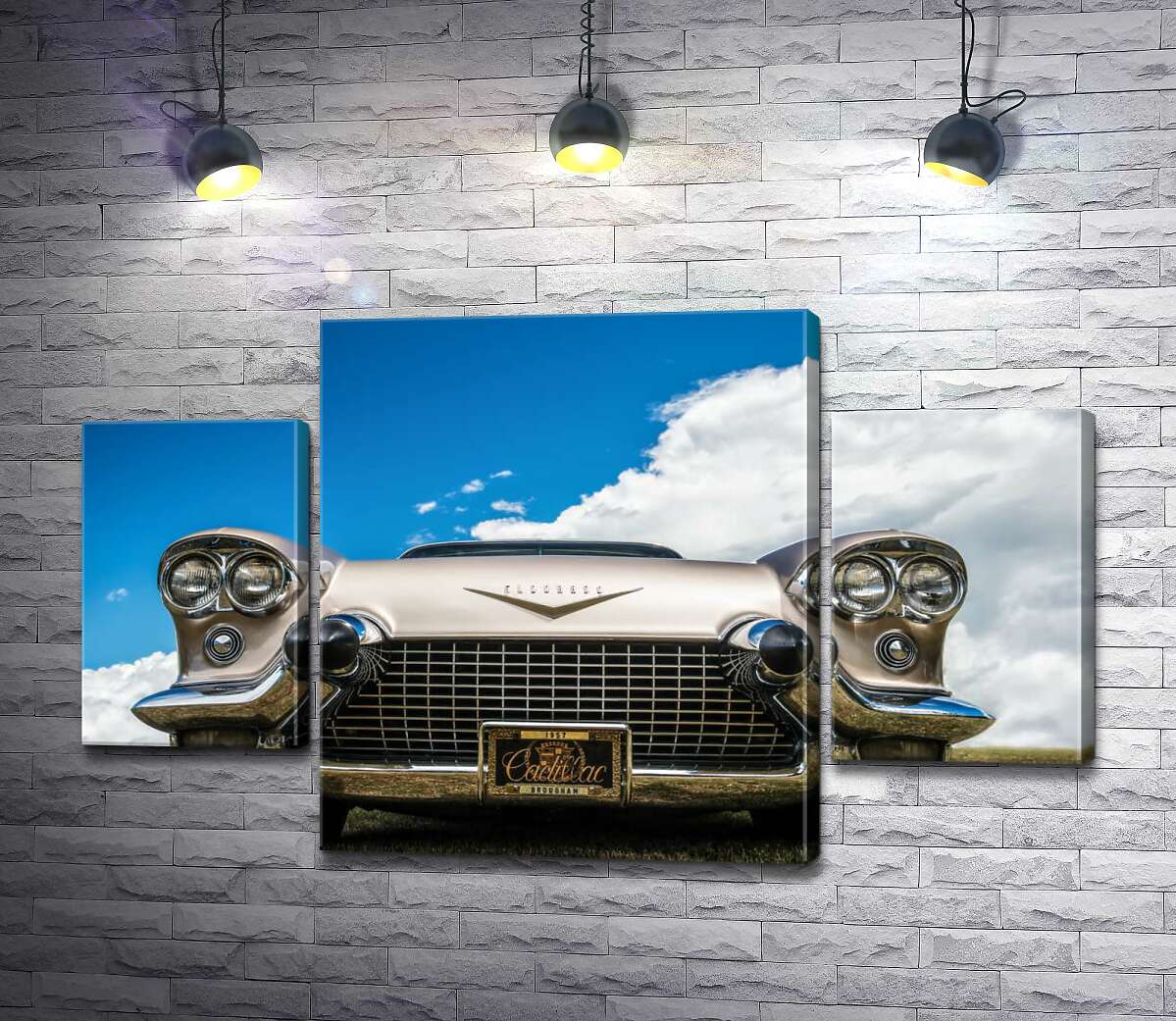 

Модульная картина ArtPoster Золотое покрытие автомобиля Кадиллак (Cadillac Eldorado Seville) 1957 года 131x80 см Модуль №7