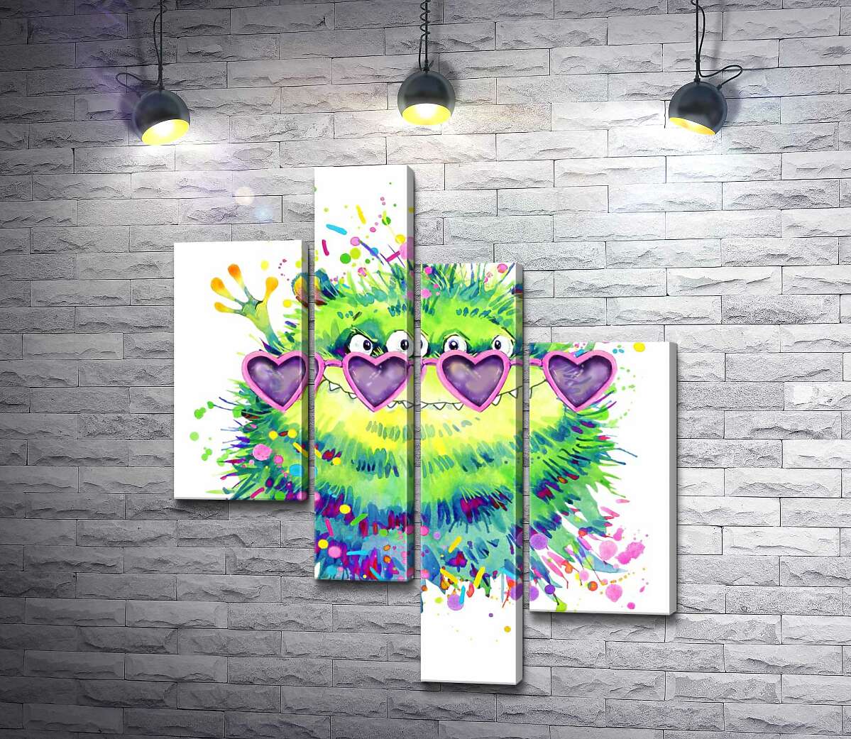 

Модульная картина ArtPoster Зеленый монстр в очках-сердечках 100x119 см Модуль №20