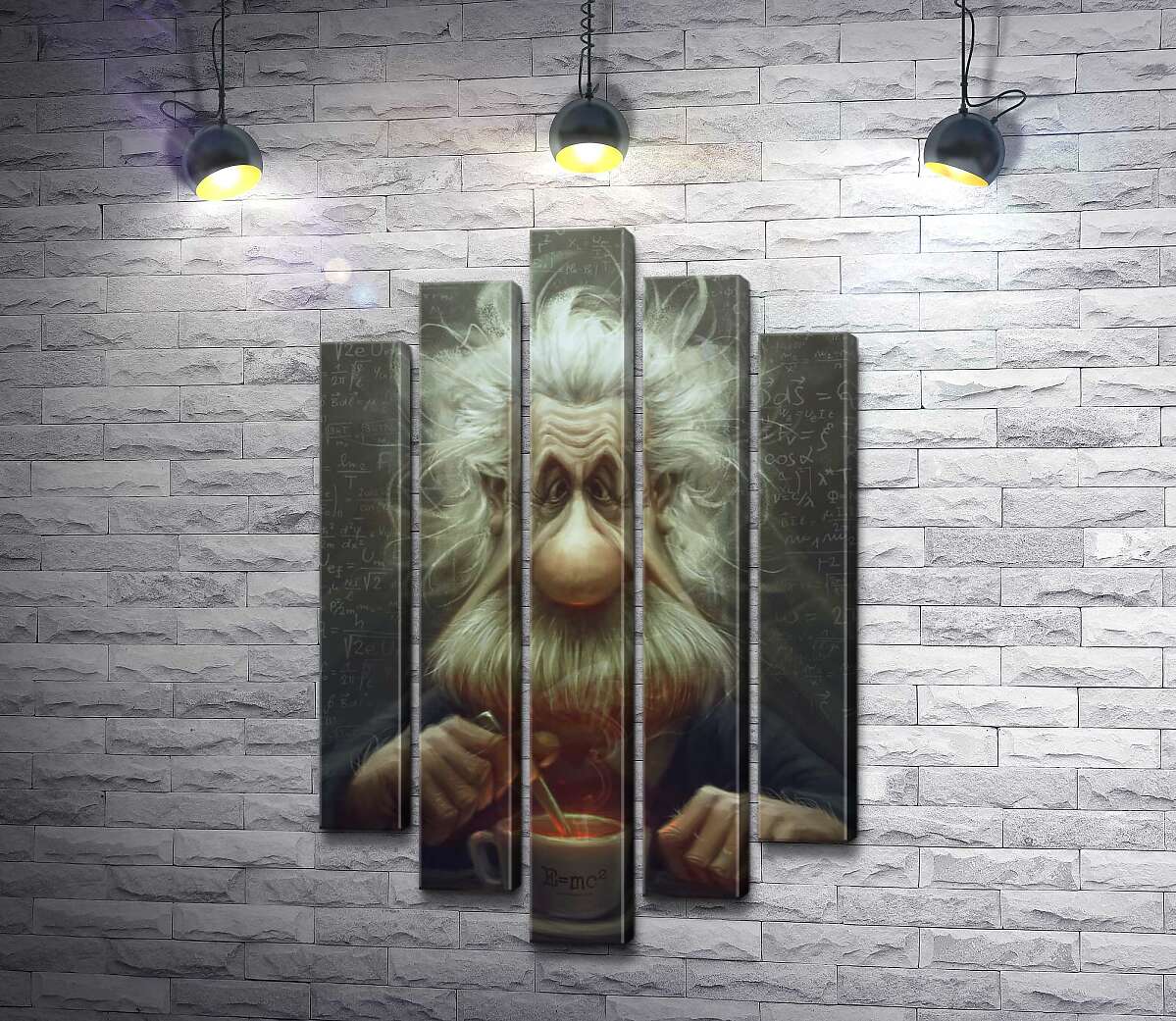 

Модульная картина ArtPoster Карикатура на Альберта Эйнштейна (Albert Einstein), пьющего чай 130x207 см Модуль №26