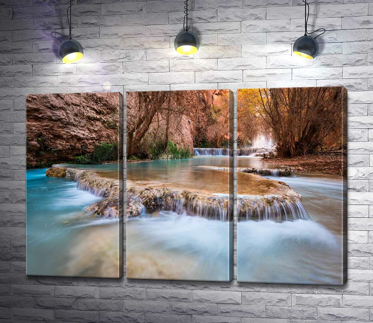

Модульная картина ArtPoster Каскады прозрачной воды водопадов Хавасу (Havasu Falls) среди осенних деревьев 132x87 см Модуль №11