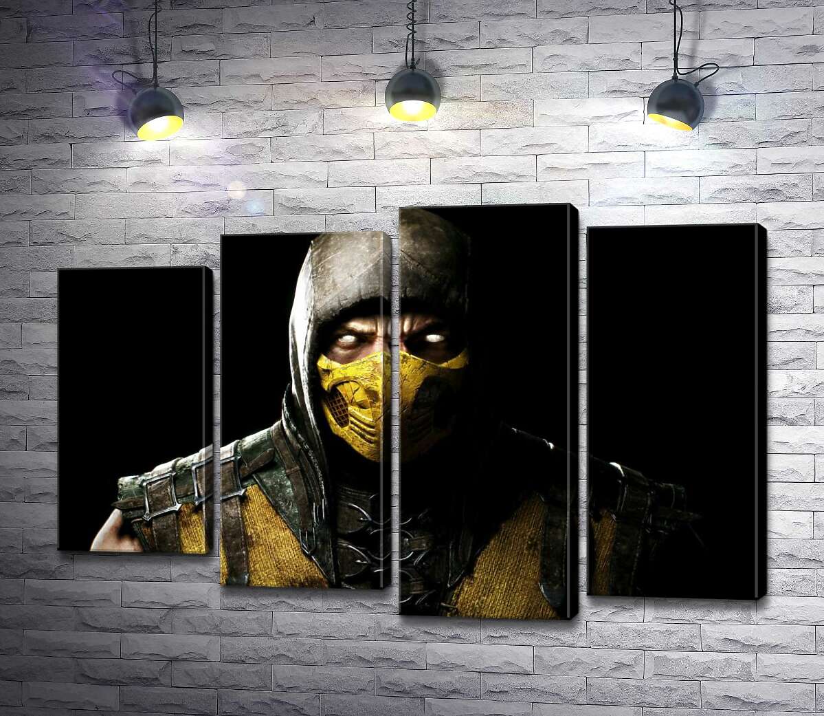 

Модульная картина ArtPoster Из тьмы к свету: портрет героя игры "Mortal Kombat" Скорпиона 132x88 см Модуль №21