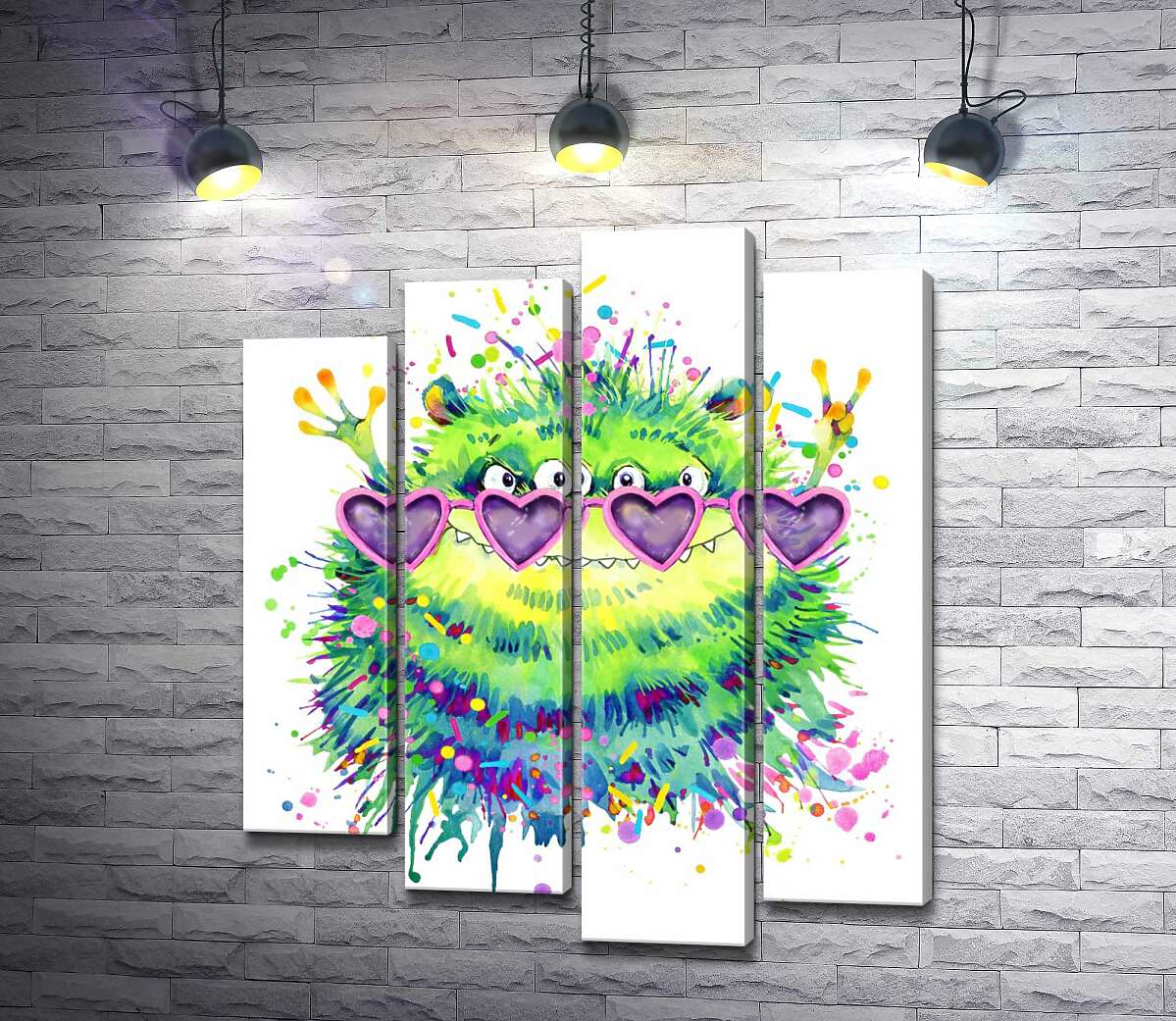 

Модульная картина ArtPoster Зеленый монстр в очках-сердечках 80x97 см Модуль №21