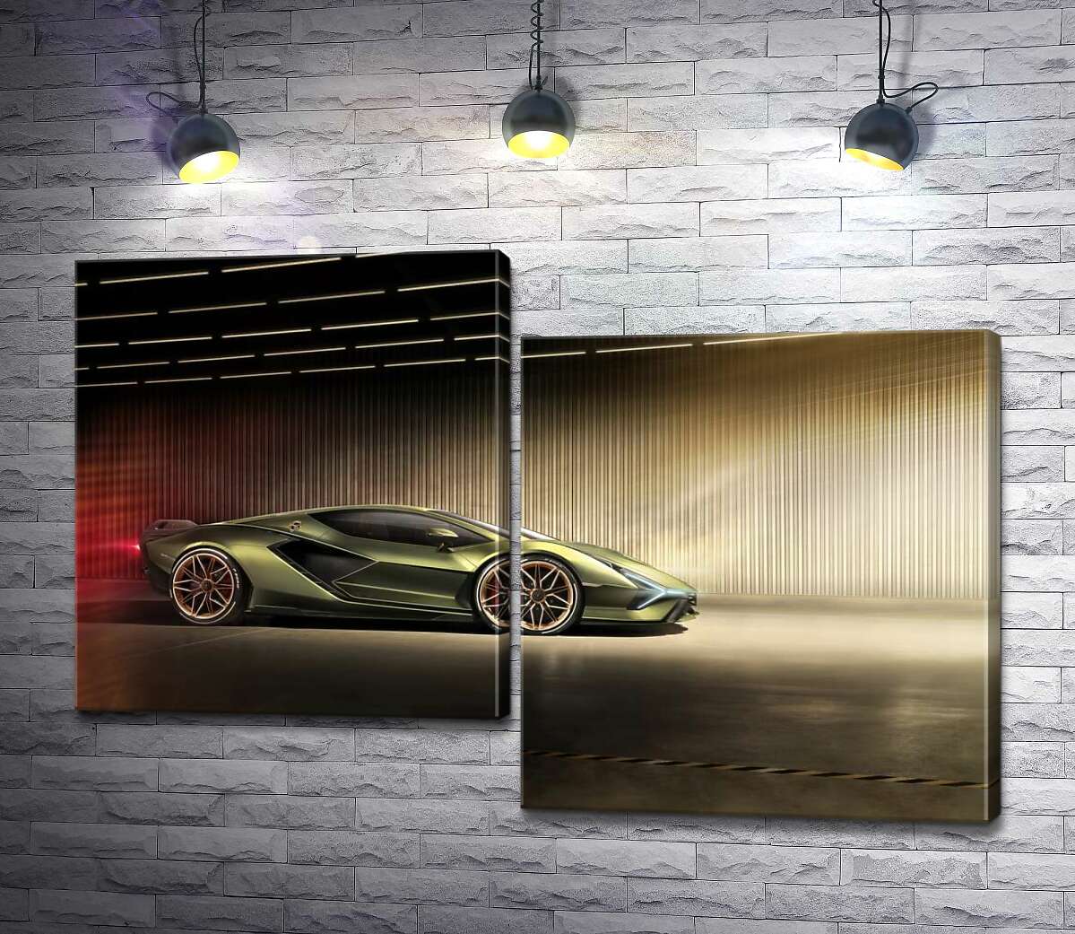 

Модульная картина ArtPoster Зеленый блеск автомобиля Ламборгини (Lamborghini Sian) 100x68 см Модуль №5