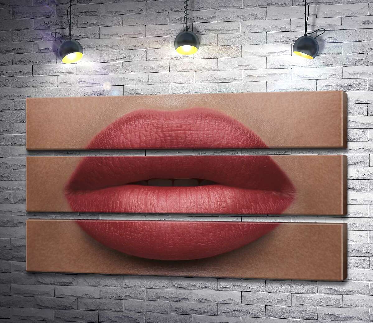 

Модульная картина ArtPoster Коралловый тон полуоткрытых губ 130x75 см Модуль №13