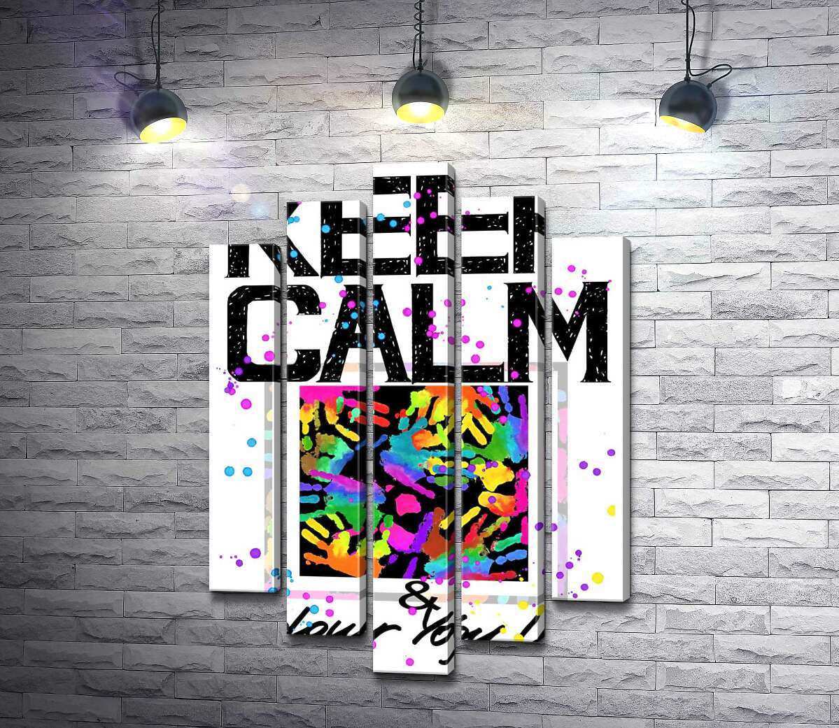 

Модульная картина ArtPoster Картина с ладоней среди надписи "keep calm and colour your life" 100x148 см Модуль №26