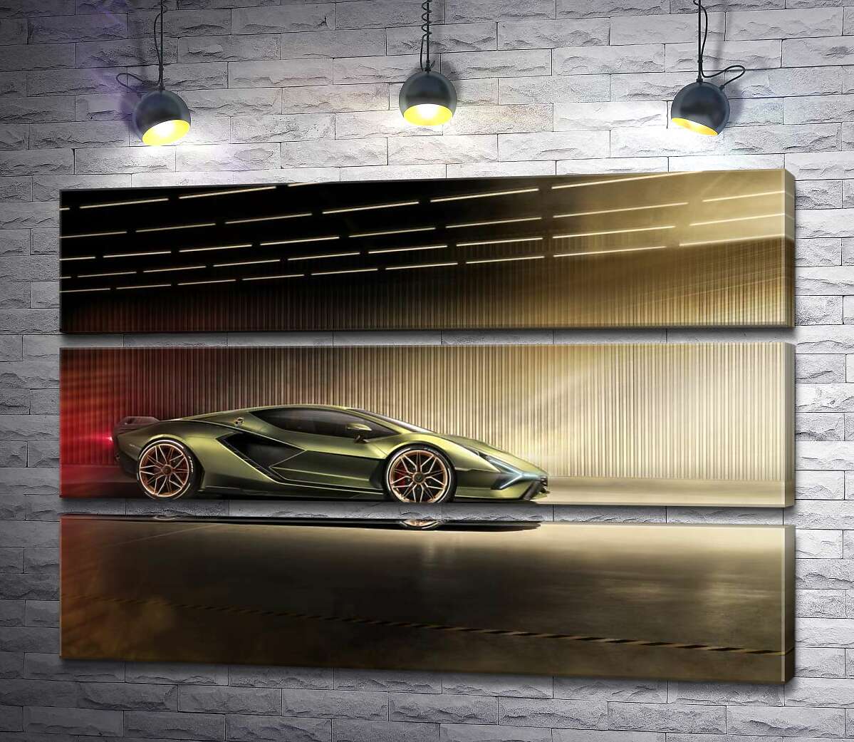 

Модульная картина ArtPoster Зеленый блеск автомобиля Ламборгини (Lamborghini Sian) 100x69 см Модуль №13