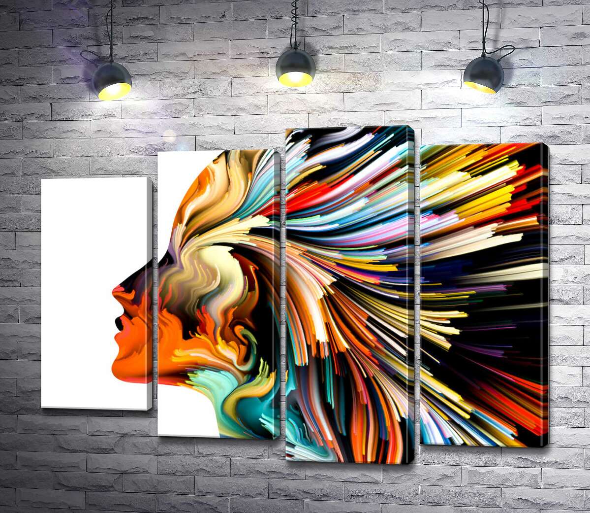 

Модульная картина ArtPoster Изгибы лучей в профиле женщины 132x100 см Модуль №21