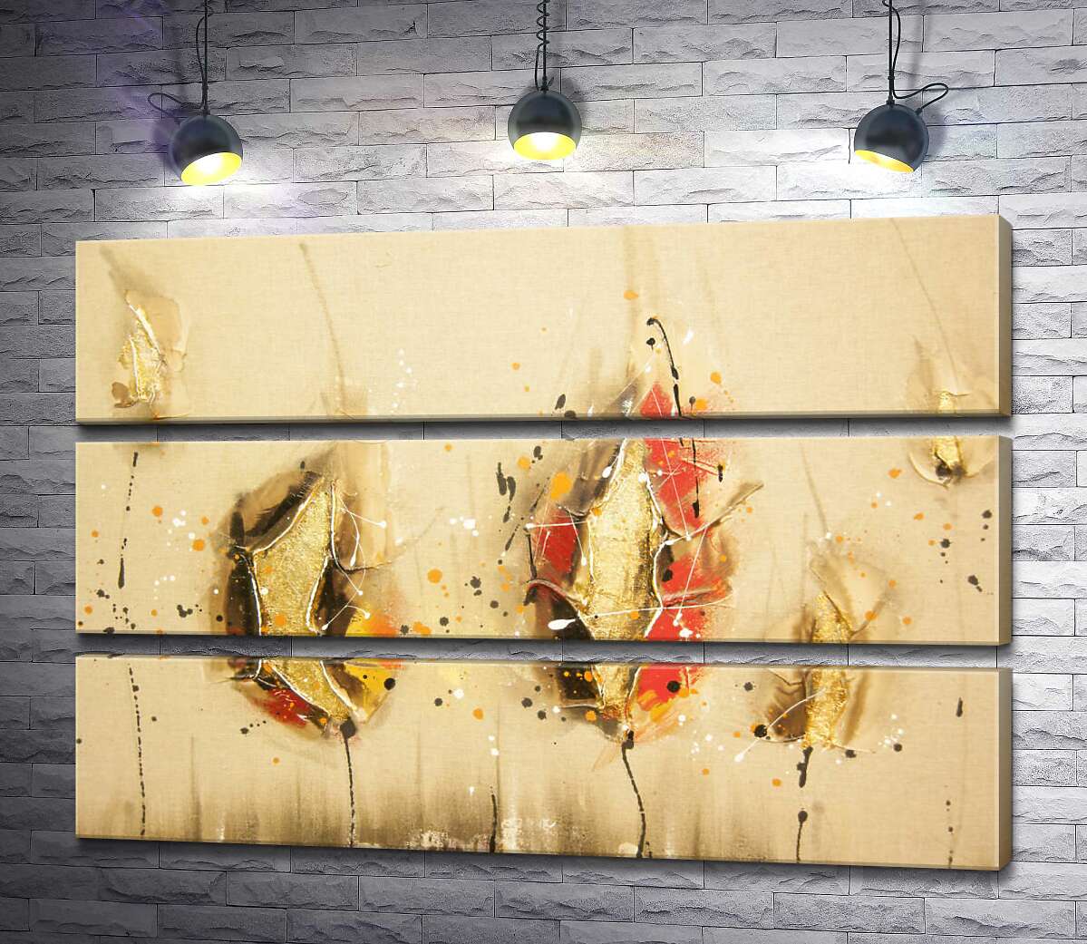 

Модульная картина ArtPoster Золотые силуэты абстрактных бутонов 90x60 см Модуль №13