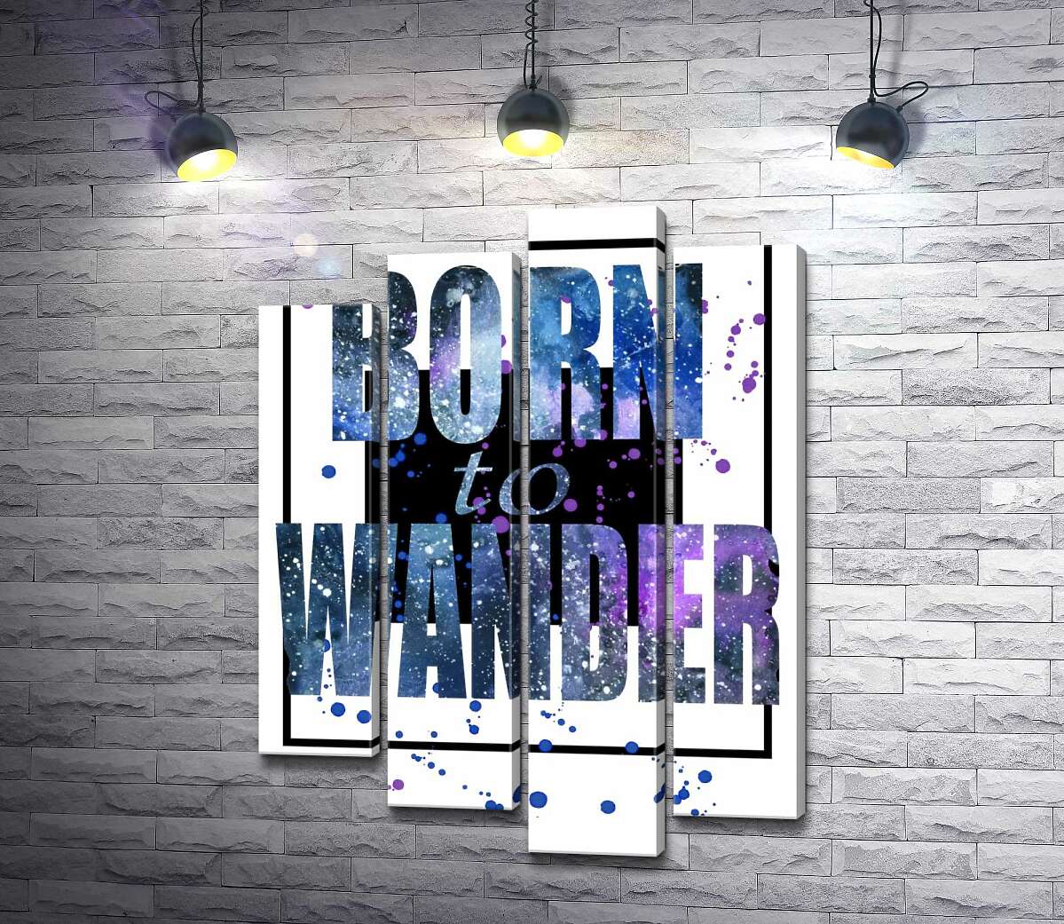 

Модульная картина ArtPoster Космическая надпись в синих тонах "born to wander" 132x179 см Модуль №21