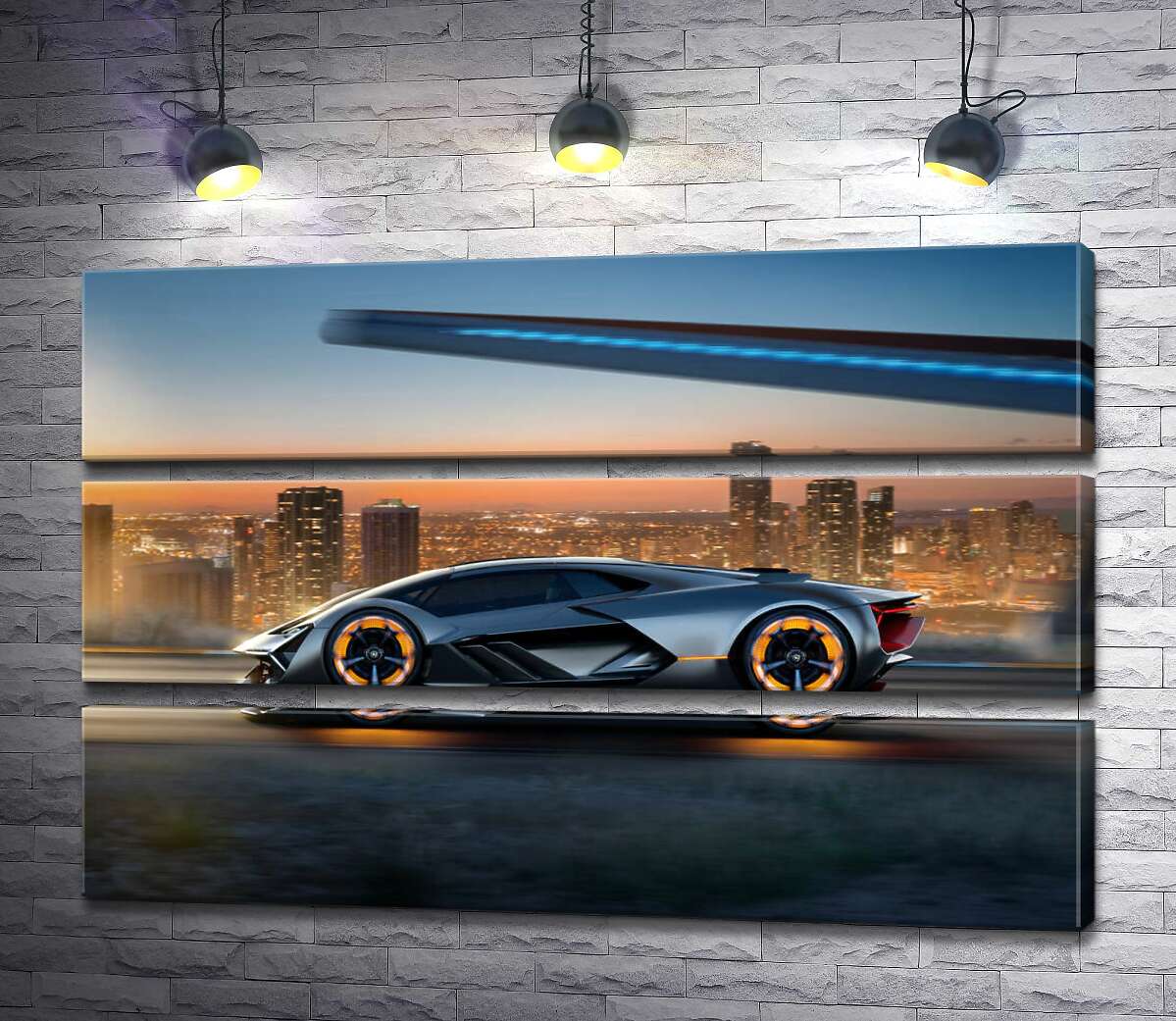 

Модульная картина ArtPoster Инновационная модель электромобиля Ламборгини (Lamborghini Terzo Millennio) 130x84 см Модуль №13