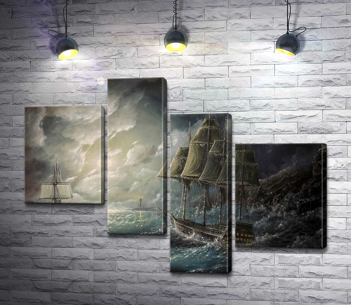 

Модульная картина ArtPoster Корабли во власти ночного шторма 100x75 см Модуль №20