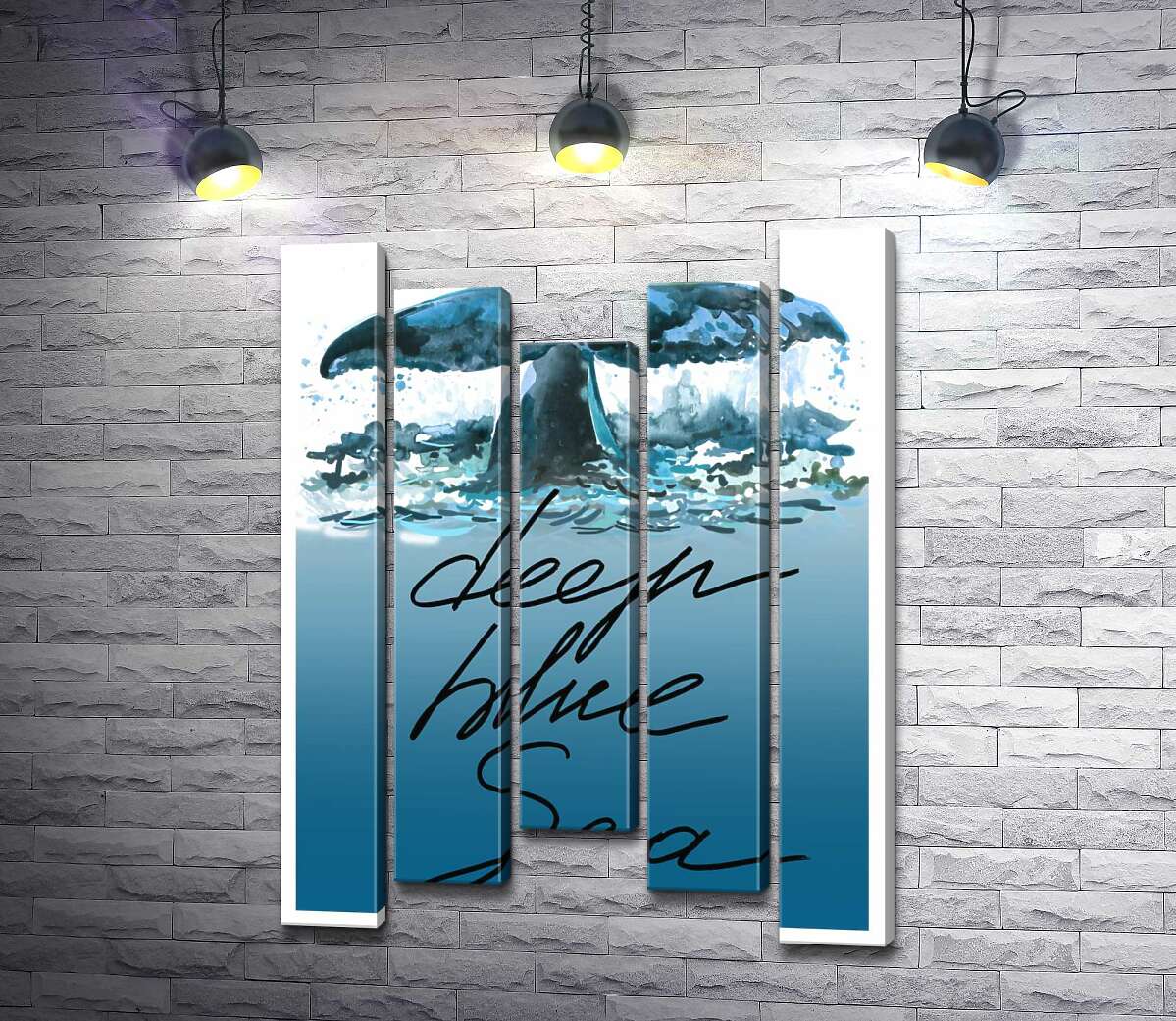 

Модульная картина ArtPoster Кит ныряет в голубые воды океана с надписью "deep blue sea" 130x179 см Модуль №28