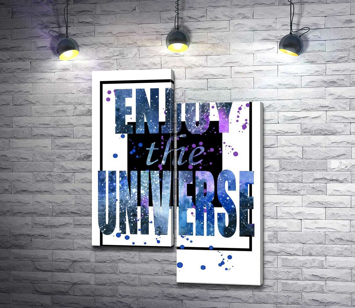 

Модульная картина ArtPoster Космическая надпись в черной рамке "enjoy the universe" 130x178 см Модуль №5