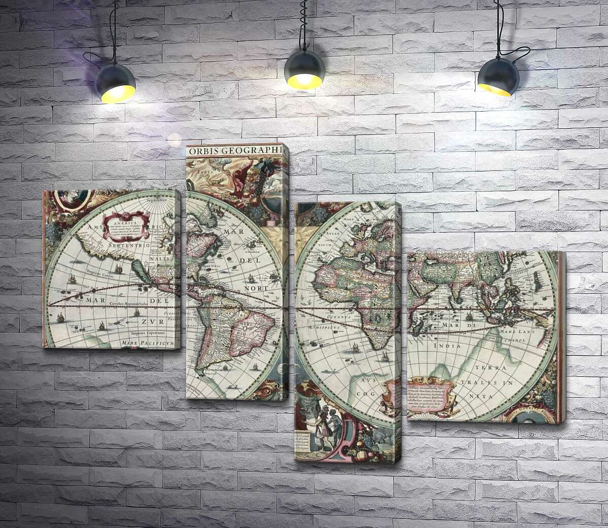 

Модульная картина ArtPoster Карта мира 1630 года, авторства Гендрика Гондиуса (Hendrik Hondius) 130x92 см Модуль №20