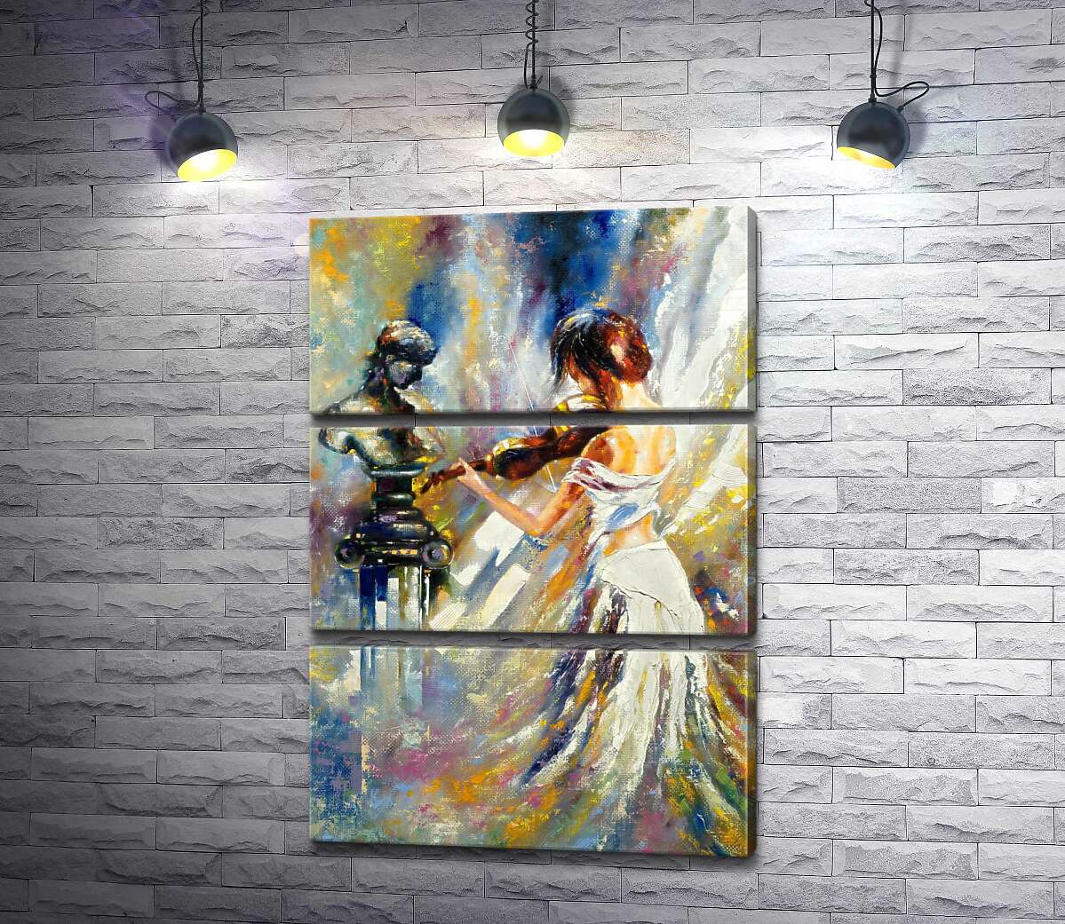 

Модульная картина ArtPoster Изящная девушка играет на скрипке перед греческой статуей 50x72 см Модуль №13