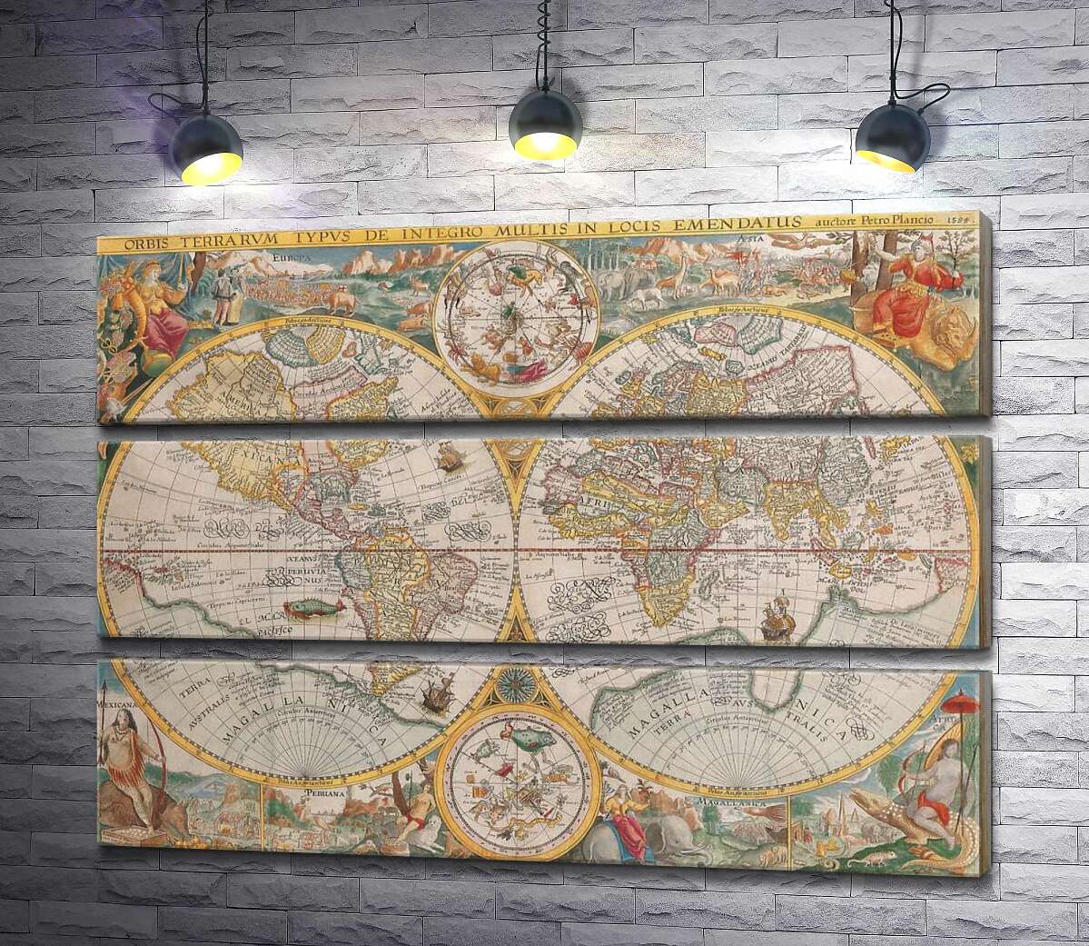 

Модульная картина ArtPoster Карта мира 1594 года, авторства голландского картографа Петера Планциуса (Petrus Plancius) 100x72 см Модуль №13