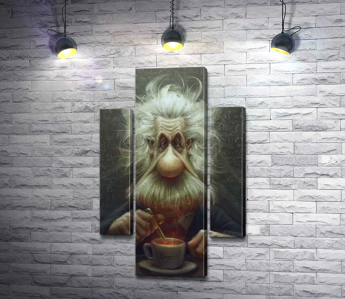 

Модульная картина ArtPoster Карикатура на Альберта Эйнштейна (Albert Einstein), пьющего чай 127x205 см Модуль №7