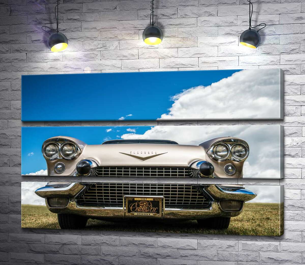 

Модульная картина ArtPoster Золотое покрытие автомобиля Кадиллак (Cadillac Eldorado Seville) 1957 года 99x60 см Модуль №13