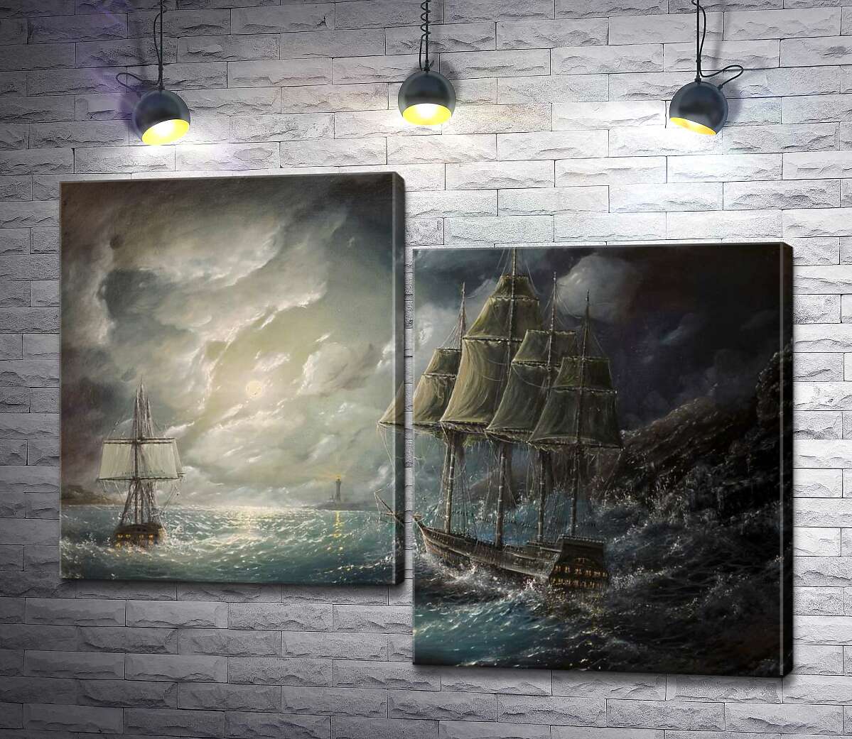

Модульная картина ArtPoster Корабли во власти ночного шторма 130x97 см Модуль №5